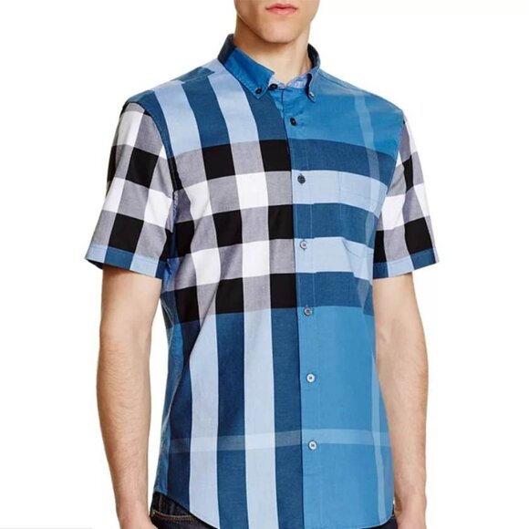 Burberry (Authentic) Men's Fred Short Sleeve Slim Fit Button-Down Shirt - Picture 1 of 15